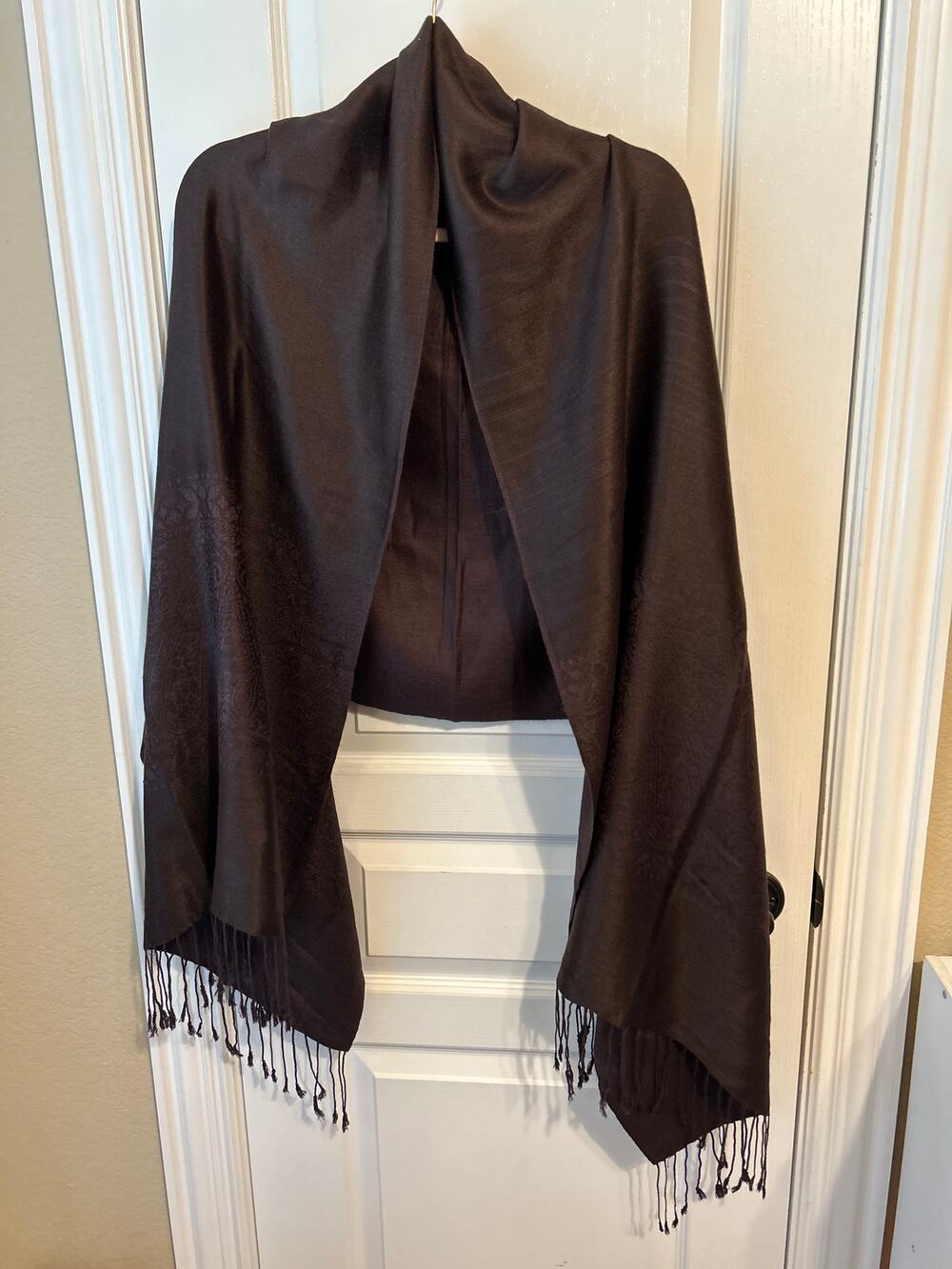 Pashmina Silk Blend Brown Wrap Scarf Vintage